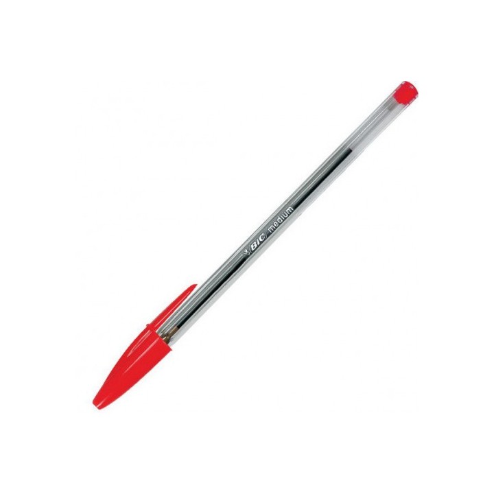 bic boligrafo cristal cuerpo transparente trazo 0,4 mm. color rojo bic 8373619  pack: 50 unidades