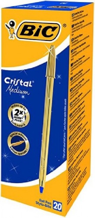 bic boligrafo cristal celebrate trazo 0,4 mm. color oro bic 9213401  pack: 20 unidades