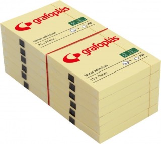 grafoplas bloc 100 notas adhesivas 75x125mm amarillas grafoplas 65205560  pack: 12 unidades