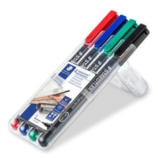 staedtler estuche 4 marcadores lumocolor permanente punta superfina 0,4mm. surtidos staedtler 313 wp