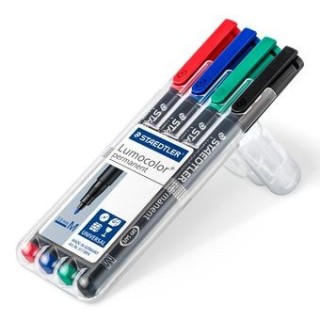 staedtler estuche 4 marcadores lumocolor permanente punta media 1mm. surtidos staedtler 317 wp4