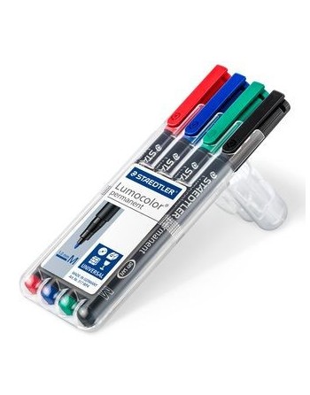 staedtler estuche 4 marcadores lumocolor permanente punta media 1mm. surtidos staedtler 317 wp4