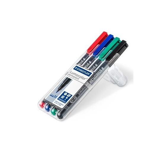 staedtler estuche 4 marcadores lumocolor permanente punta media 1mm. surtidos staedtler 317 wp4