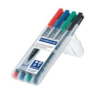 staedtler estuche 4 marcadores lumocolor permanente punta fina 0,6mm. surtidos staedtler 318 wp4
