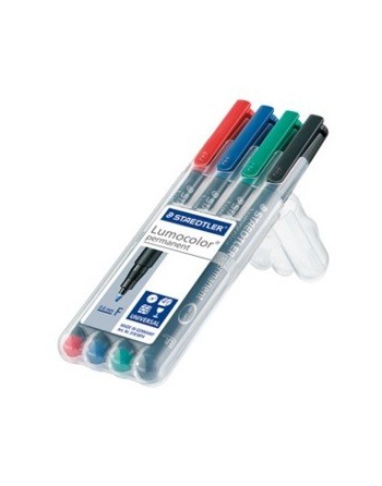 staedtler estuche 4 marcadores lumocolor permanente punta fina 0,6mm. surtidos staedtler 318 wp4