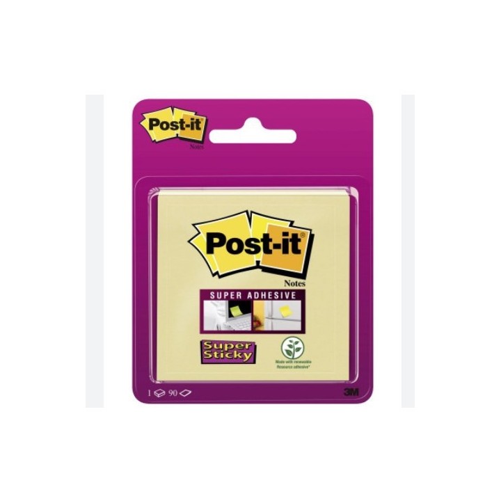 post-it blister bloc 90 hojas notas adhesivas 76x76mm super sticky 654 canary yellow 6920ss-cy-eu p