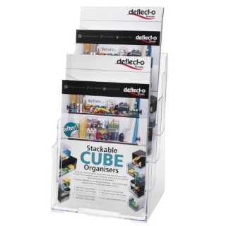 deflecto expositor sobremesa escalonado con 4 compartimentos transparente a4 deflecto 77441