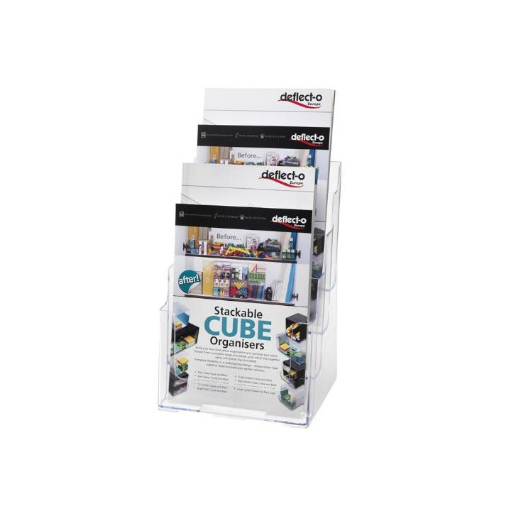 deflecto expositor sobremesa escalonado con 4 compartimentos transparente a4 deflecto 77441