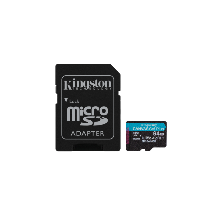 kingston kingston technology tarjeta microsdxc canvas go plus gen4 de 64 gb, 200 mb/s, a2 u3 v30 y a