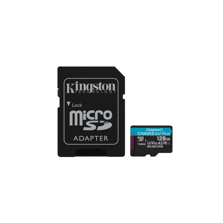 kingston kingston technology tarjeta microsdxc canvas go plus gen4 de 128 gb, 200 mb/s, a2 u3 v30 y