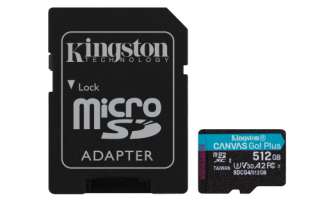 kingston kingston technology tarjeta microsdxc canvas go plus gen4 de 512 gb, 200 mb/s, a2 u3 v30 y