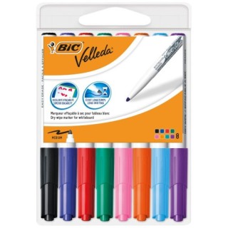 bic estuche 8 marcadores para pizarra blanca 1741 tinta a base de acetona trazo 1,4mm. surtidos vell