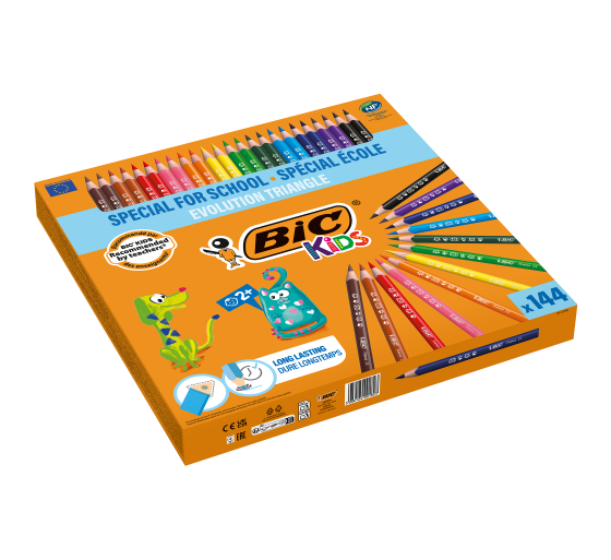 bic caja 144 lapices de colores surtidos classpacks evolution triangle bic 8878311