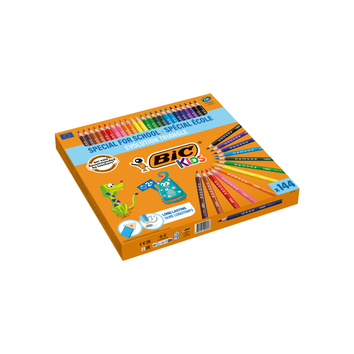 bic caja 144 lapices de colores surtidos classpacks evolution triangle bic 8878311