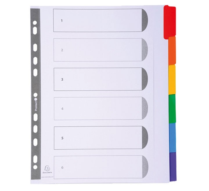 sep. cart. exacompta a4+ 6pos. 160gr bl+pest col.