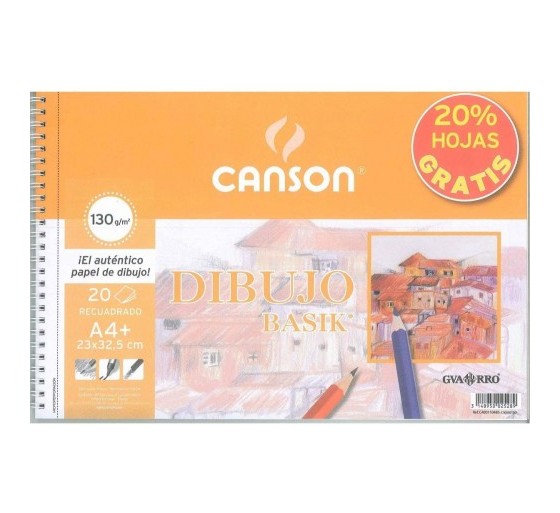 canson album espiral microperforado promo 23x32,5 20h dibujo basik recuadro 130g 20% hojas gratis gu