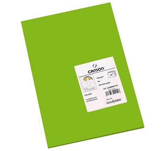 canson paquete 50 hojas cartulina iris a4 185g verde billar guarro canson c200040172