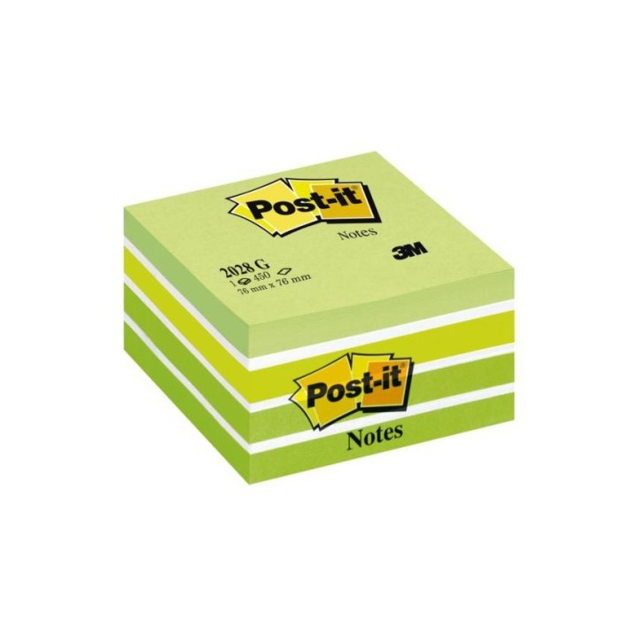 post it cubo 450 hojas notas adhesivas 76x76mm colores surtidos verdes 2028 gn post it 7100200375