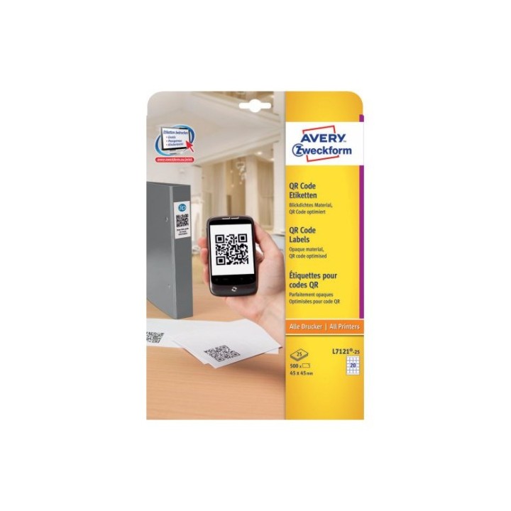 avery avery l7121 25 etiqueta autoadhesiva plaza permanente blanco 500 pieza s