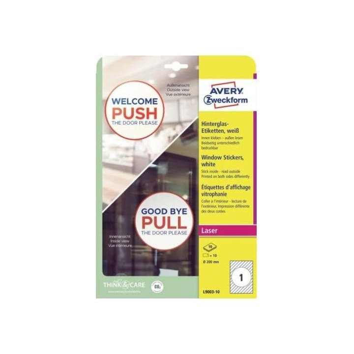 avery adhesivos de papel para ventanas 200 mm 10 hojas por paquete.  avery l9003 10