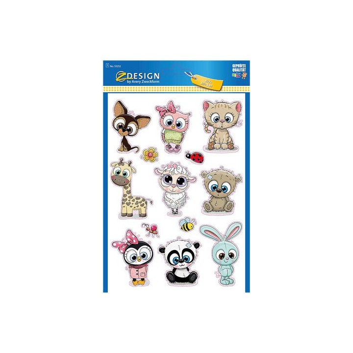 avery sobre con 1 hoja 150x120mm y 13 pegatinas animales avery 53252
