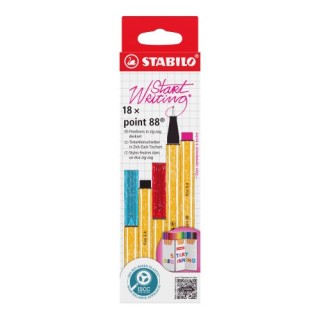 stabilo estuche carton zig zag rotulador punta fina 0,4mm. point 88 con 18 unidades colores surtidos