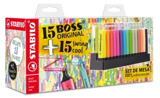 stabilo expositor de mesa 30 marcadores  15 boss + 15 swing cool  stabilo e87 3710