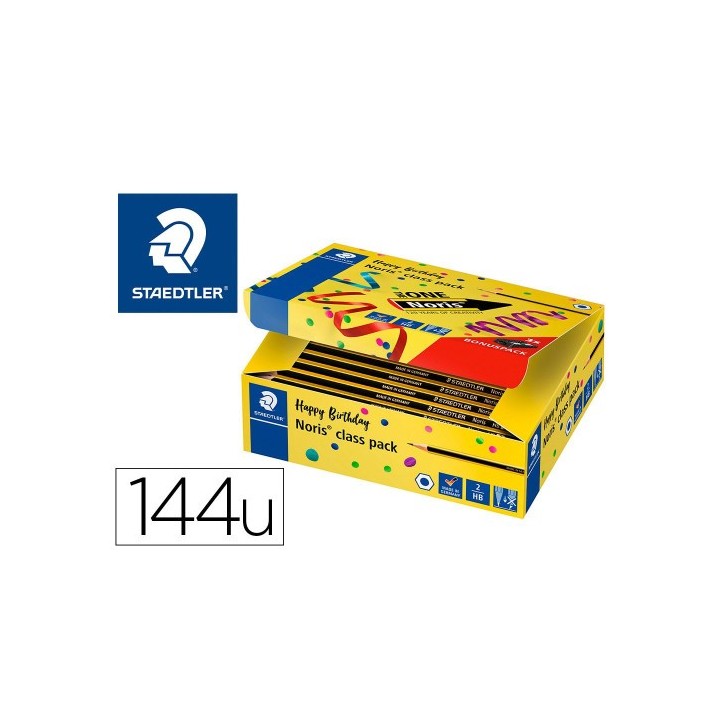 staedtler caja 144 lapices grafito big pack noris 120 2 + regalo 3 afilalapices plastico staedtler 1