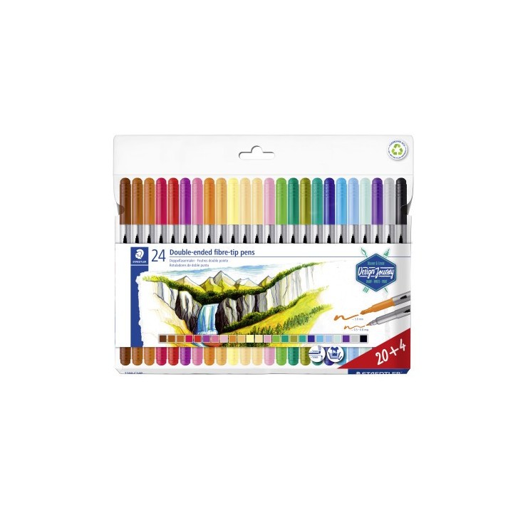 staedtler estuche carton con 12 rotuladores doble punta colores pastel staedtler 3200 c12pa