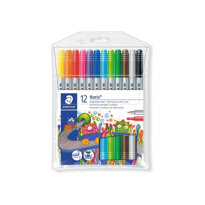 staedtler estuche carton con 24 rotuladores doble punta colores pastel staedtler 3200 c24p