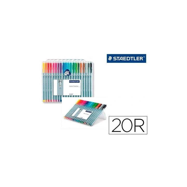 staedtler estuche 20 piezas triplus fineliner 334  14+6 de regalo  surtidas staedtler 334 sb20p3
