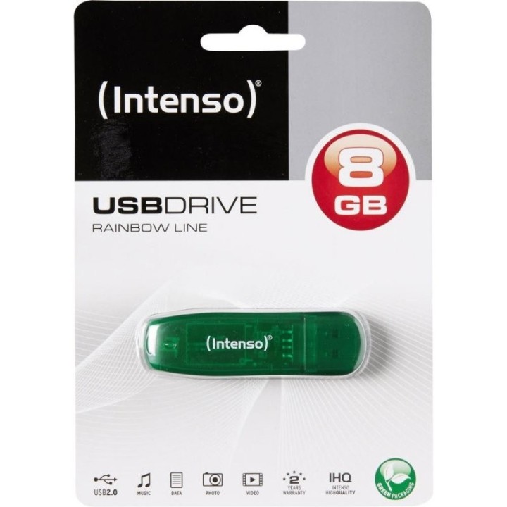 intenso 3502460 lapiz usb 2.0 rainbow 8gb verde