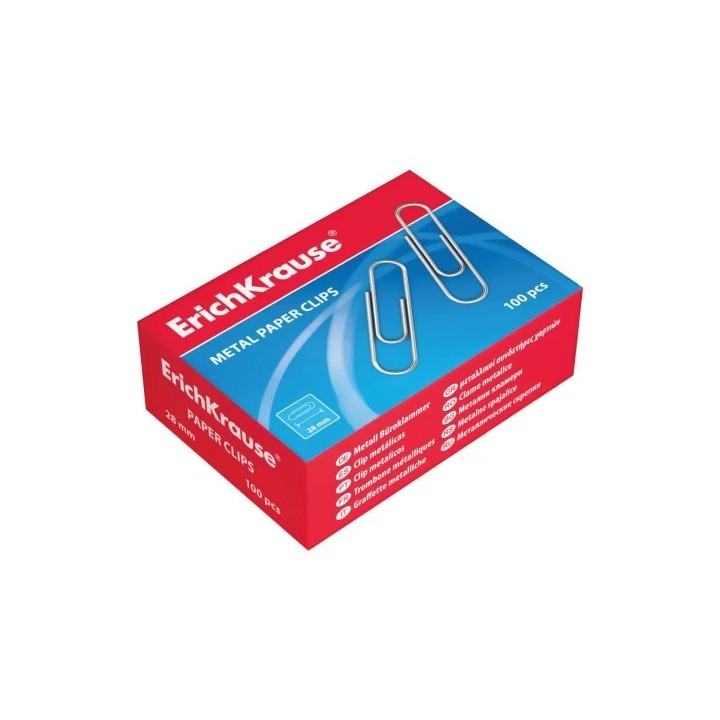 erich krause caja 100 clips de papel niquelados 28mm erich krause 7855