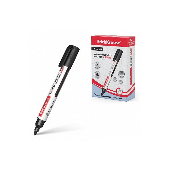 erich krause marcador pizarra blanca con tinta liquida liquid lw 600, tinta color negro erich krause