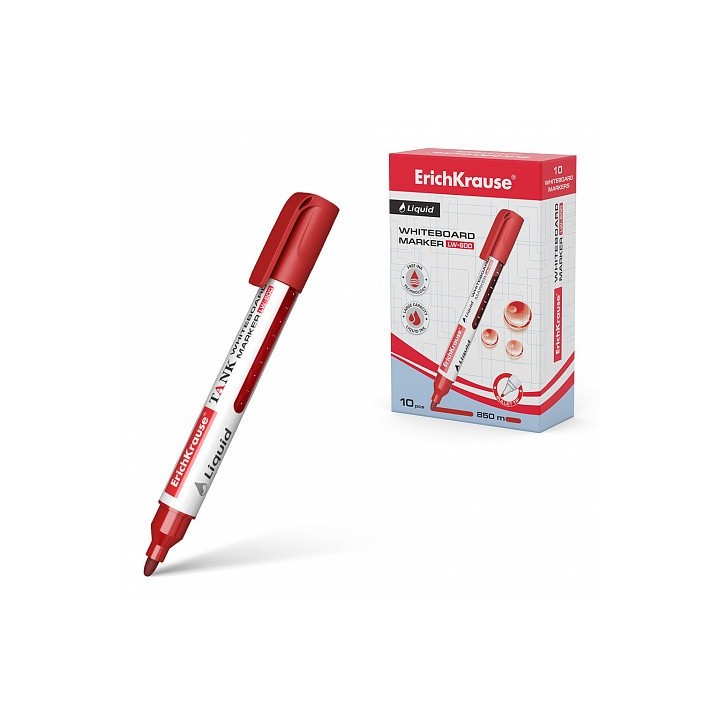 erich krause marcador pizarra blanca con tinta liquida liquid lw 600, tinta color rojo erich krause