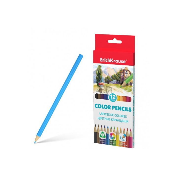 erich krause caja lapices de colores triangular 12 colores erich krause 49886