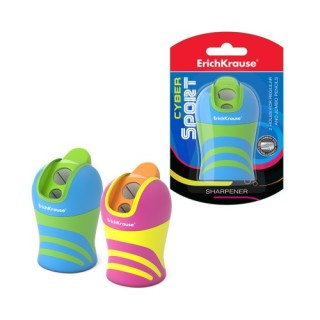 erich krause sacapuntas de plastico doble cyber sport con deposito, sistema total clean, color  surt