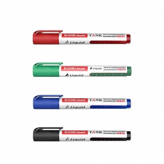 erich krause set 4 marcadores pizarra blanca con tinta liquida lw 600 negro, azul, rojo, verde erich