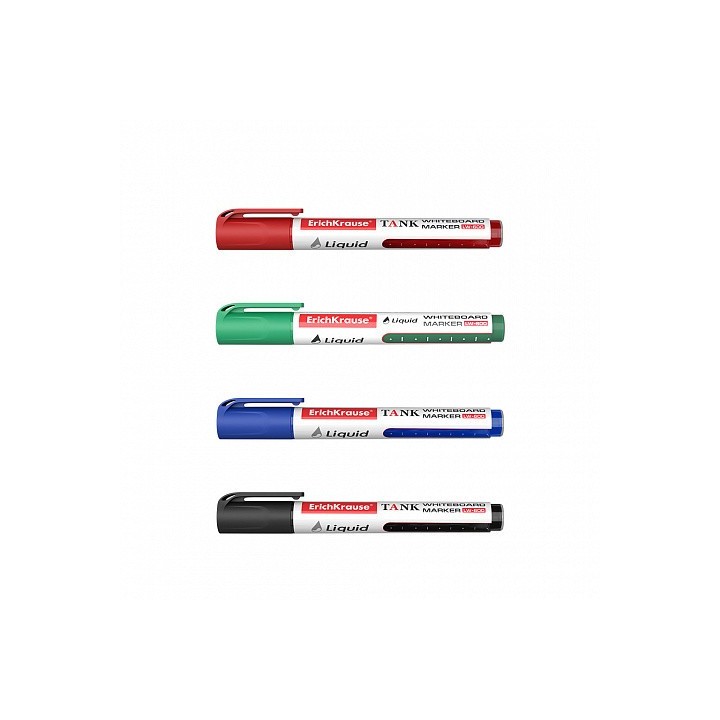 erich krause set 4 marcadores pizarra blanca con tinta liquida lw 600 negro, azul, rojo, verde erich