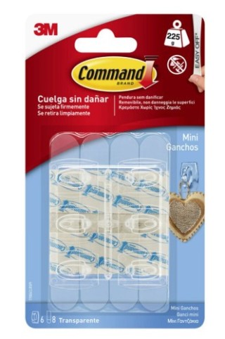 3m command blister 6 miniganchos adhesivos transparentes hasta 225g command 17006clr 3m 710027363