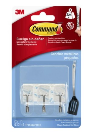 3m command blister 3 ganchos adhesivos transparentes pequenos punta alambre hasta 225g command 17067