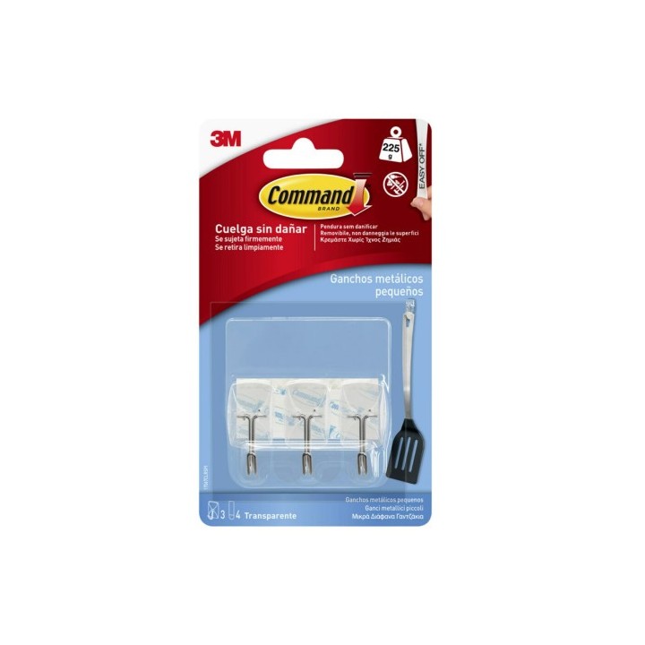 3m command blister 3 ganchos adhesivos transparentes pequenos punta alambre hasta 225g command 17067