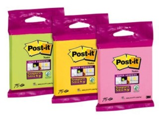 post it blister bloc 90 hojas notas adhesivas 76x76mm super sticky 654 colores surtidos 6820 ss3n po
