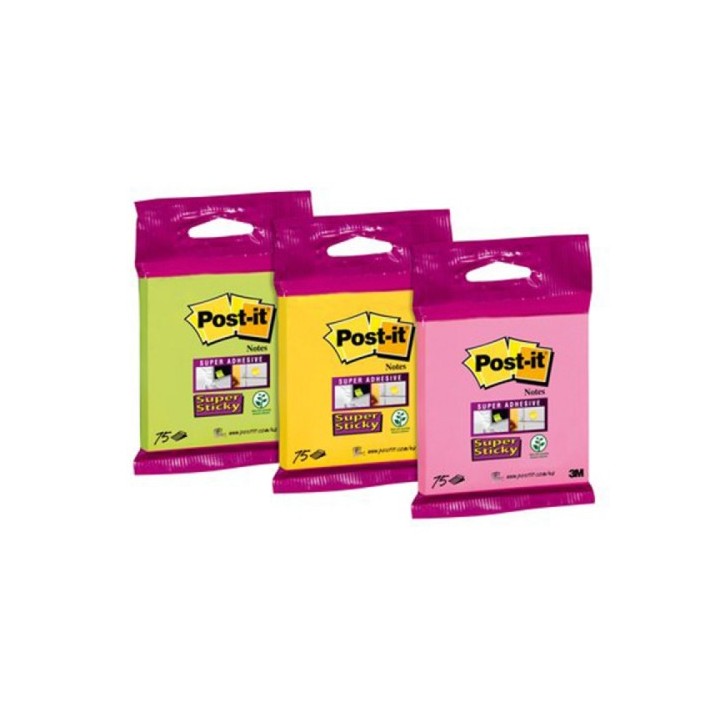 post it blister bloc 90 hojas notas adhesivas 76x76mm super sticky 654 colores surtidos 6820 ss3n po