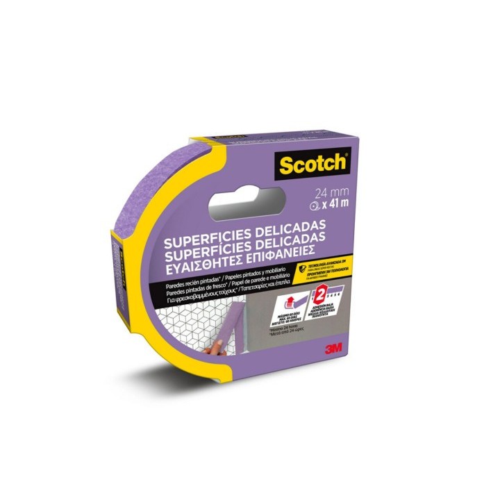 scotch rollo cinta adhesiva de enmascarar pintor superficies delicadas 24mm x 41m scotch 7100324370