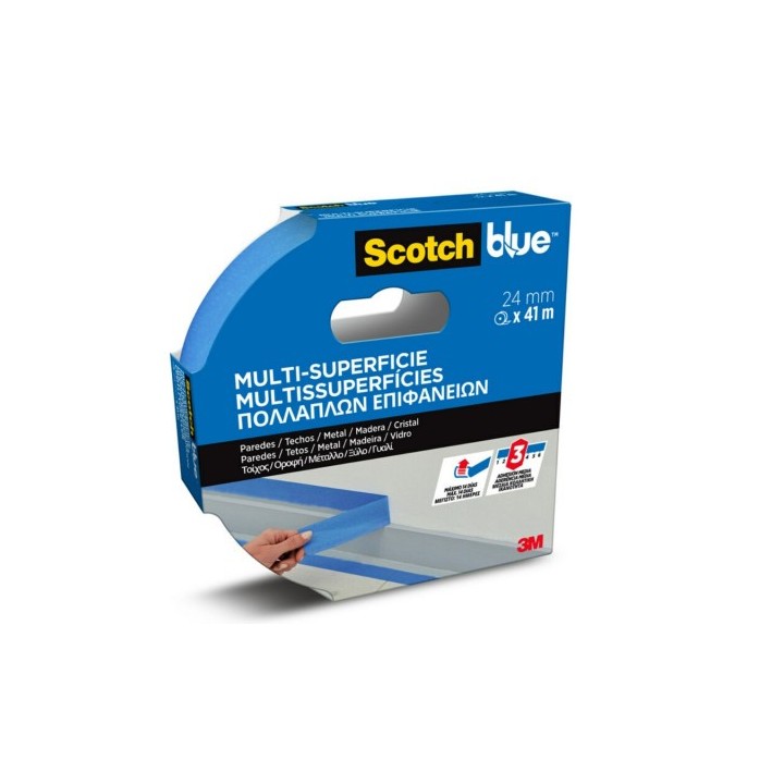 scotch rollo cinta adhesiva de enmascarar pintor scotchblue multisuperficie 24mm x 41m scotch 710028