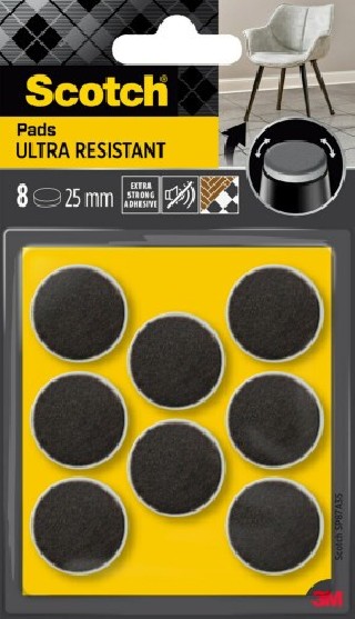 scotch blister 8 fieltros adhesivos ultra resistentes 25mm diametro negro sp87a35 scotch 7100309753