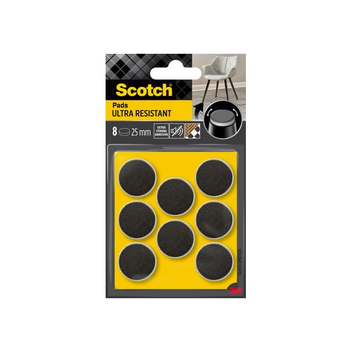 scotch blister 8 fieltros adhesivos ultra resistentes 25mm diametro negro sp87a35 scotch 7100309753