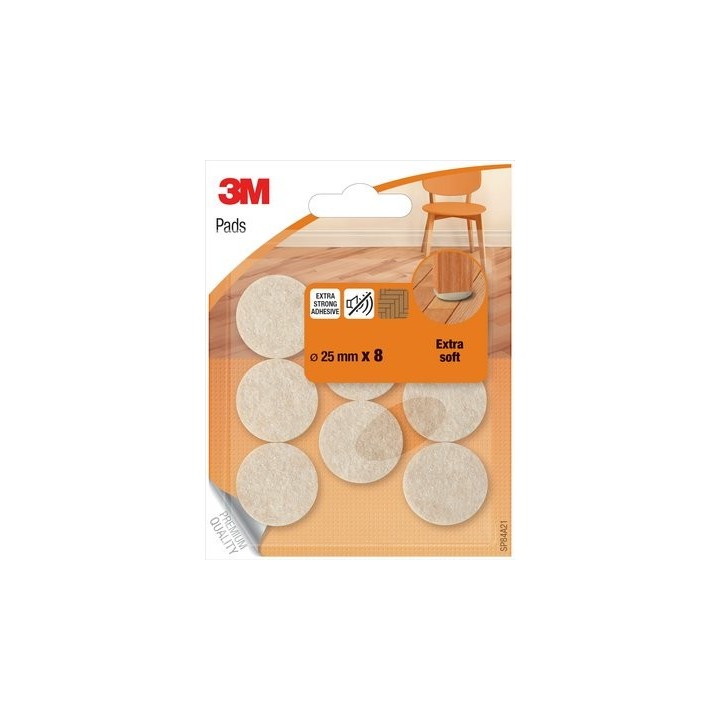 scotch blister 8 fieltros adhesivos extra suaves 25mm diametro beige sp84a21 scotch 7100309845