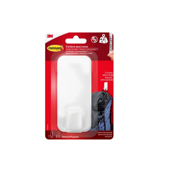 3m command blister 1 gancho adhesivo blanco extragrande hasta 4,5kg command 17010fesip 3m 7100306463